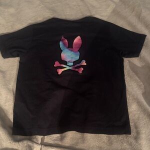 Psycho Bunny Kids Black Tee with Multicolor Bunny Logo
